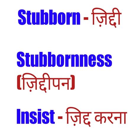 stubbornness meaning in hindi
